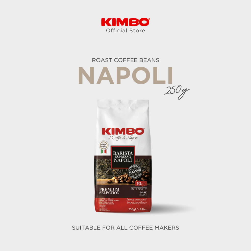 KIMBO Coffee Beans ESPRESSO NAPOLI เมล็ดกาเเฟเเท้คั่ว คิมโบ เอสเปรสโซ นาโปลี 250g (Imported from ITALY)