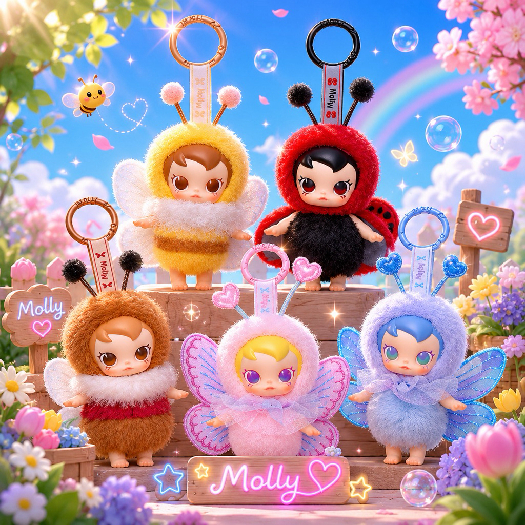 🐝พร้อมส่งในไทย🐝พวงกุญแจเบบี้มอลลี่ Baby Molly Buggy Roam Series - Vinyl Plush Pendant Blind Box ผึ้งน้อย