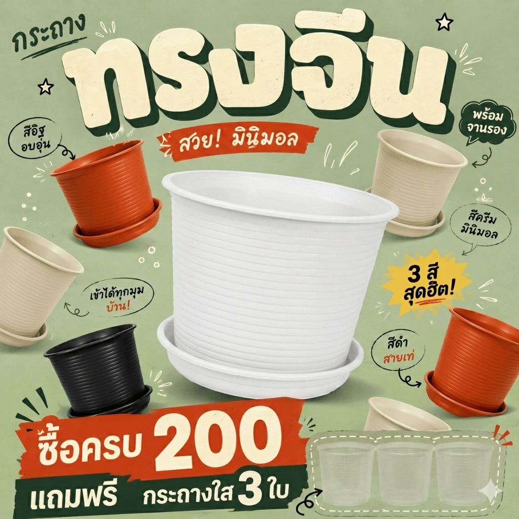 **แพ๊คส่งด้วยกล่องอย่างดี**++ทรงสูง++ กระถางมินิมอล  ทรงจีน พลาสติกอย่างดี ต้นไม้มงคล ต้นไม้ฟอกอากาศ