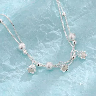 GLAMOR✨กำไลข้อมือเงินแท้ Lily Bells กำไลข้อมือลายดอกลิลลี่แห่งหุบเขาแบบสองชั้น ข้อมือเงินแท้
