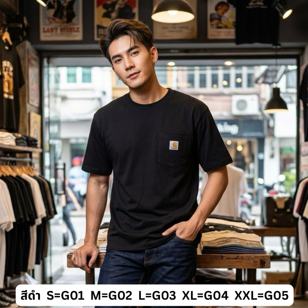 เสื้อยืดมีกระเป๋าหน้า (Carhatt  k87)