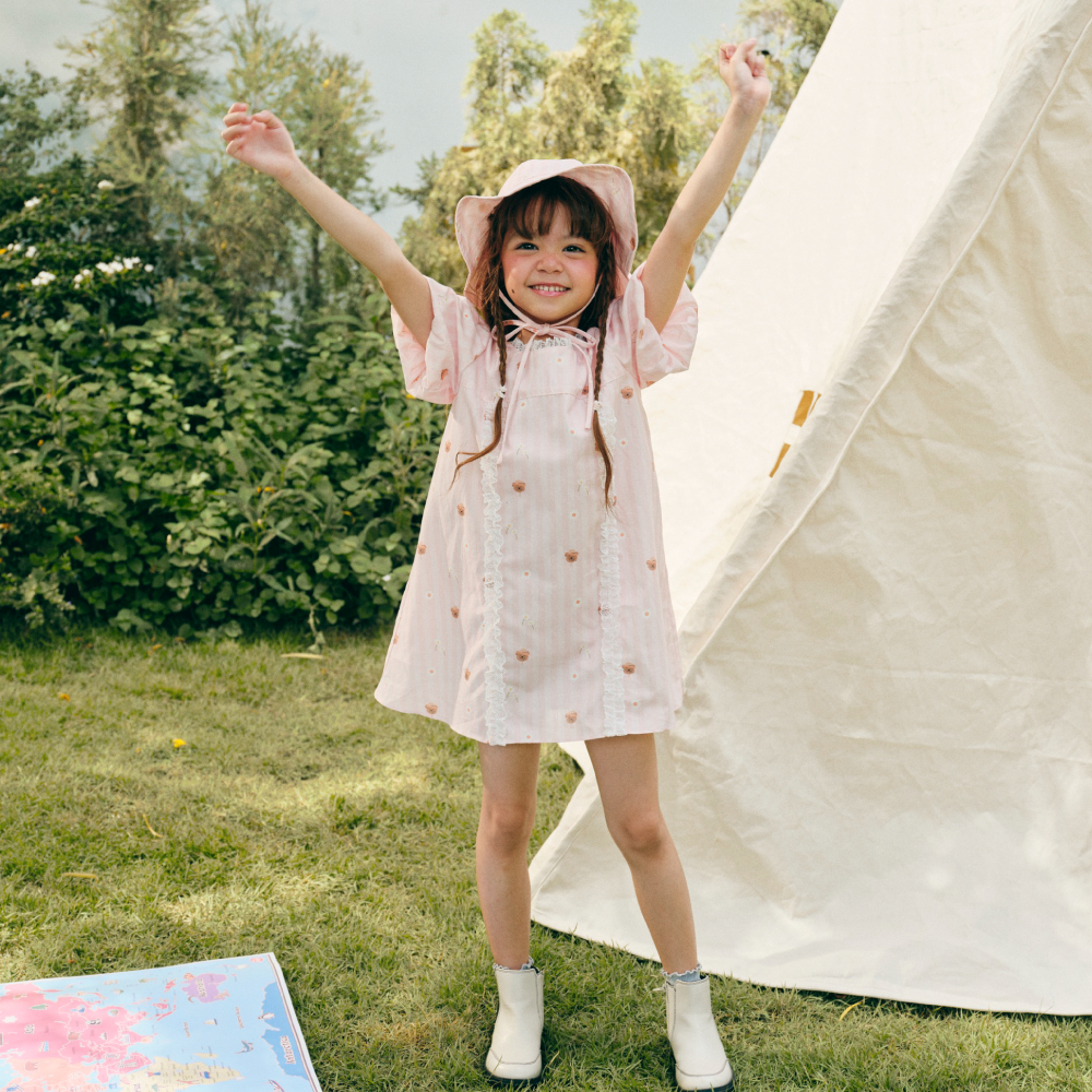 Saeson x Lookbook Petite | Bonfire dress - Pink Daisy Field