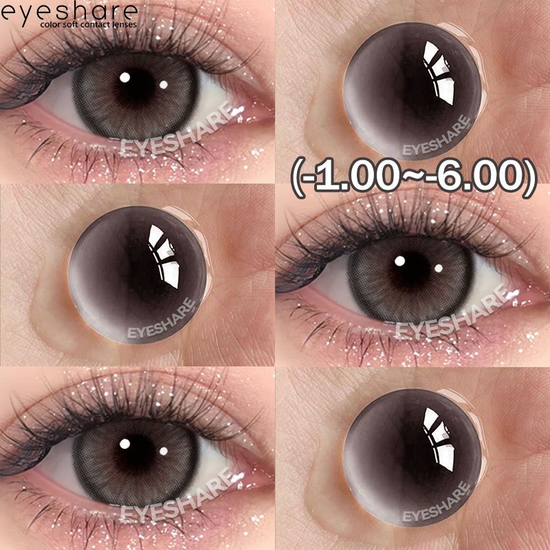 {-0.00~-6.00} Eyeshare DIAMOND คอนแทคเลนส์สายตาสั้น 1 คู่ สีน้ำตาลเทา น่ารักตาโต 14.5 มม. จัดส่งฟรี
