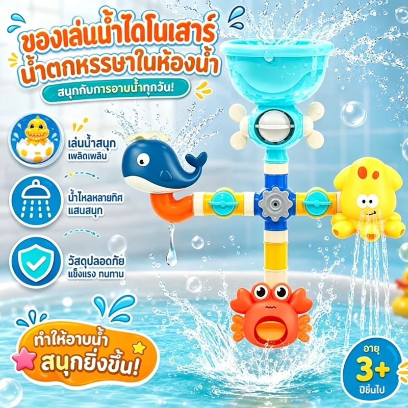 💦พร้อมแล้ว💦ของเล่นในห้องน้ำ ของเล่นอาบน้ำ สวนน้ำแสนสนุก สําหรับเด็ก Bath Toys ฝักบัวเด็ก