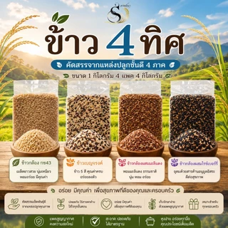 [ ส่งฟรี ] ข้าว4ทิศตราทรัพย์ธนา ขนาด4กิโลกรัม ถุงสุญญากาศ เก็บได้นาน