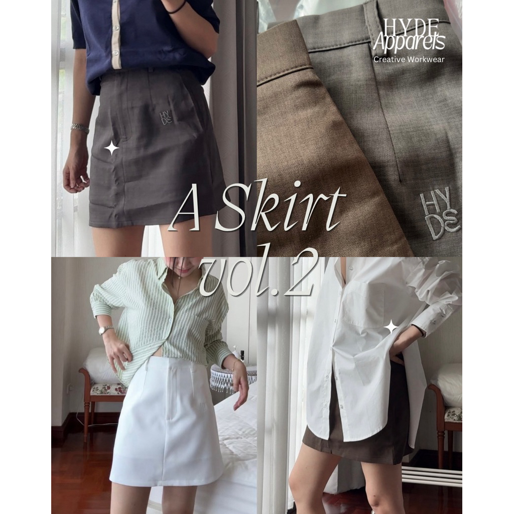Hyde - A Skirt Vol2 - กระโปรงสั้นทรงเอซิปหน้า (งานอัดกาว มีซับในกางเกง)