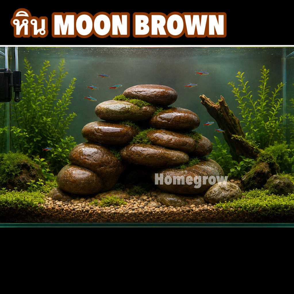 หินก้อนใหญ่ moon brown จัดตู้ปลา ตู้ปลาลำธาร สวย พร้อมส่ง