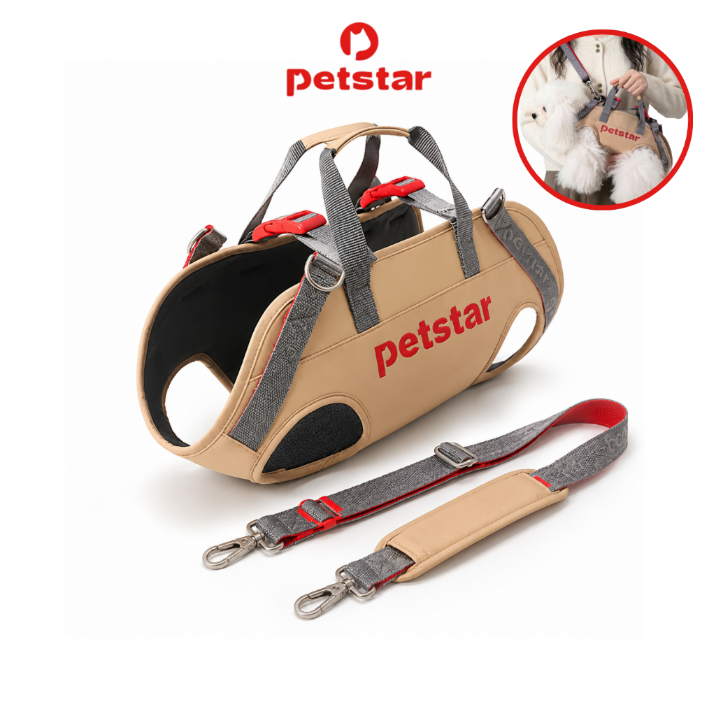 Petstar กระเป๋าใส่สัตว์เลี้ยง Pet Carrier Bag พกพาสะดวก สะพายสบาย ดีไซน์สะพายข้าง น้ำหนักเบา มีให้เลือก 2ขนาด