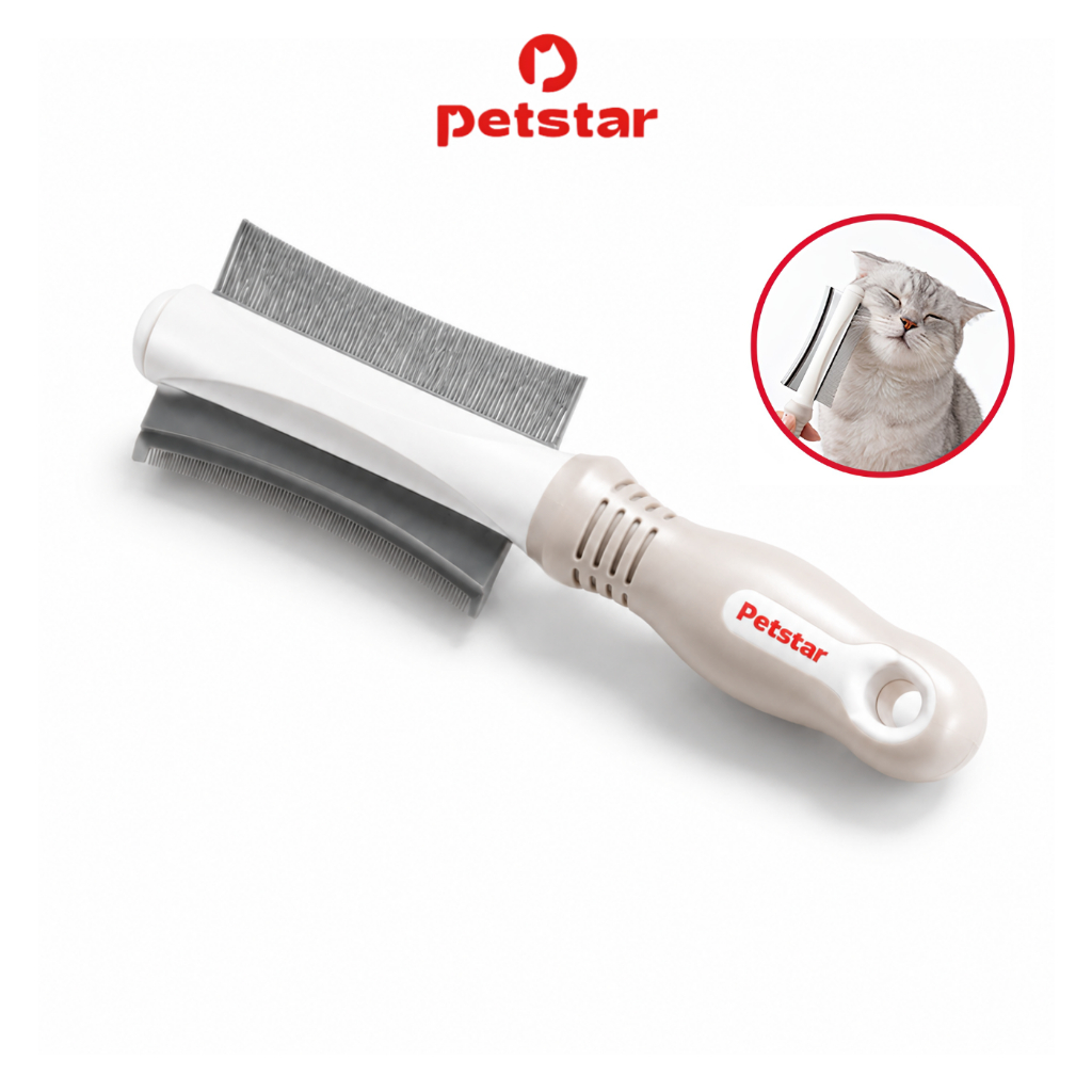 Petstar แปรงหวีขนสัตว์เลี้ยง หวีแมว Pet Grooming Comb หวีสัตว์เลี้ยง ลดขนพันกัน ลดขนร่วง ขนสุขภาพดี