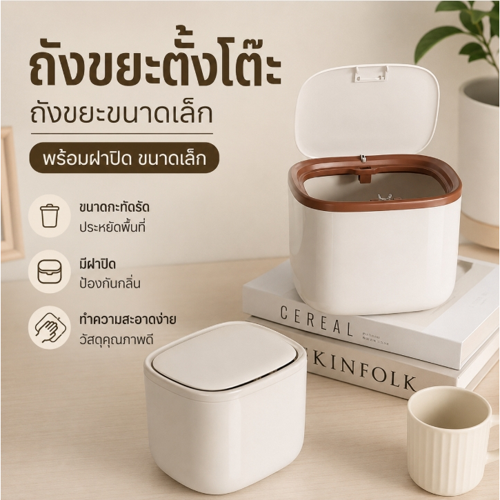 alive2022 ถังขยะตั้งโต๊ะ   ถังขยะขนาดเล็ก พร้อมฝาปิด ขนาดเล็ก L007