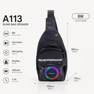 กระเป๋าสะพายลำโพง กันฝน Bluetooth RGB รุ่น A113 เสียงดัง เบสแน่น รองรับ USB/TF Card Bluetooth speaker
