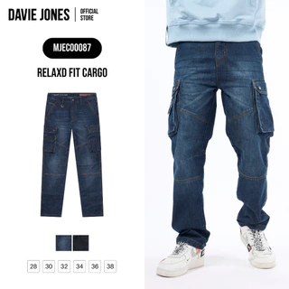 DAVIE JONES [BE FEARLESS] กางเกงคาร์โก้ผู้ชาย Relax Fit Cargo Pants สีกรม ดำ CO0087