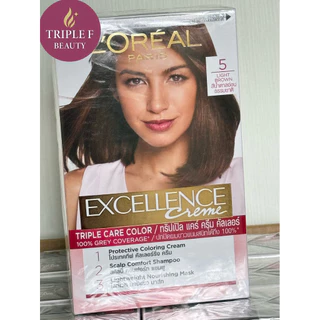 ⭐️พร้อมส่ง/แท้100%⭐️ครีมเปลี่ยนสีผมลอรีอัล เบอร์5 สีน้ำตาลอ่อนธรรมชาติ LOREAL EXCELLENCE COLOR CREAM #5