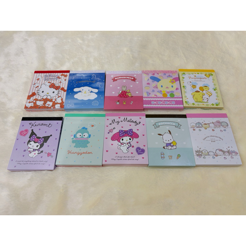 พร้อมส่ง กระดาษโน้ต สมุดฉีก ลาย sanrio ลิขสิทธิ์แท้จากญี่ปุ่น คิตตี้ มายเม คุโรมิ daiso ไดโซะญี่ปุ่น