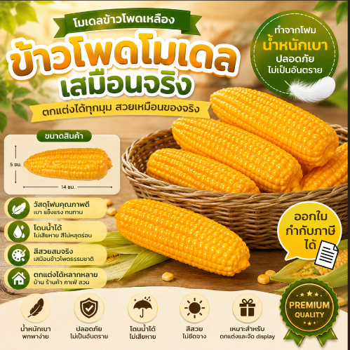 VE-10 ส่งจากไทย ผลไม้ปลอม ข้าวโพดปลอมขนาด 14*5 ซม.