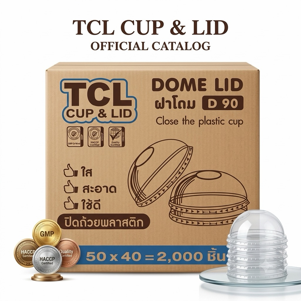 ฝาโดมเจาะรู ปาก90 ตราTCL *ยกลัง 2000 ใบ* (50x40แพ็ค)