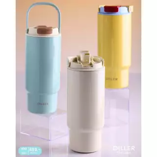 Diller Thailand แก้วน้ำสูญญากาศ เคลือบเซรามิก เก็บความเย็น-ร้อน Stainless Ceramic Thermo Flask 900ml [MLH9384]