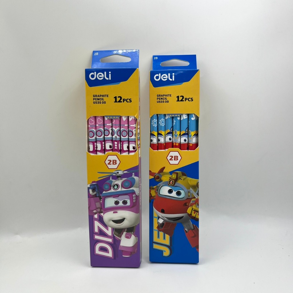 (1 กล่องมี 12 แท่ง) ดินสอไม้ ดินสอ 2B แฟนซี Super Wings Deli U535 00