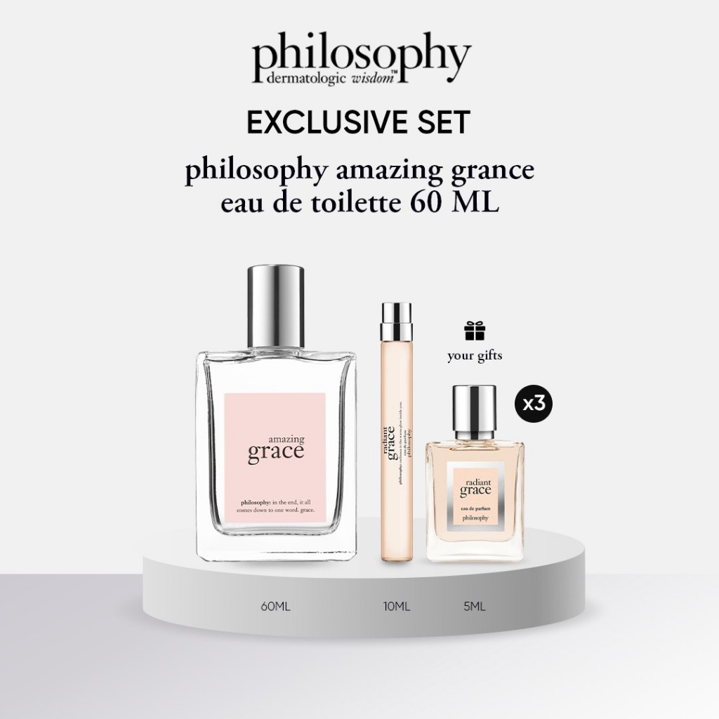 [Exclusive Set] philosophy Amazing Grace Eau De Toilette 60ml, Radiant Grace Penspray 10ml and 5ml x 3