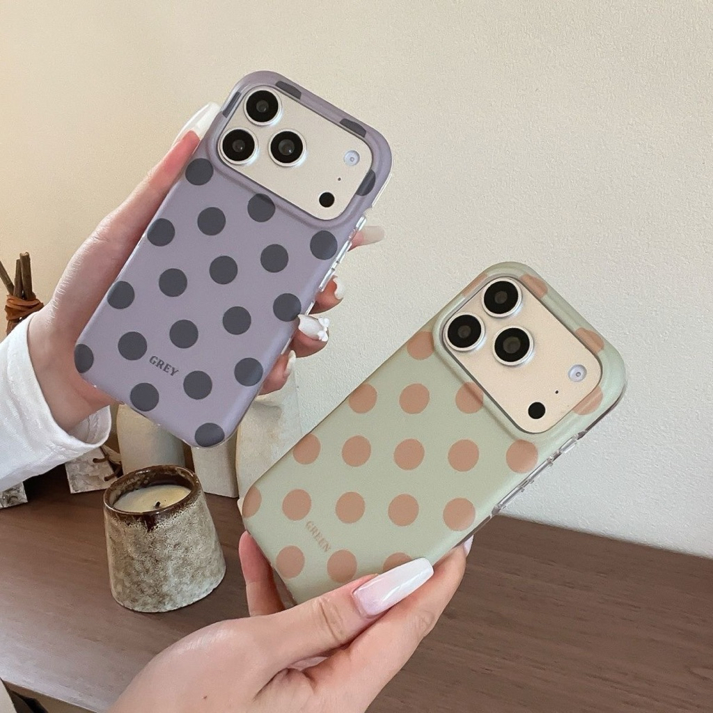 เคสพาสเทล ลายจุด สำหรับรุ่น iPhone 13 14 15 16 17 Pro Max Case