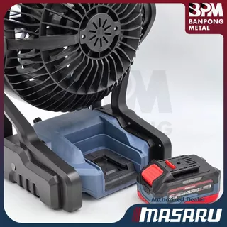 MASARU พัดลมไร้สาย 20V 4Ahx1 รุ่น SCFP-900 12 นิ้ว ปรับแรงลมได้ 3 ระดับ มี ไฟ LED พัดลมแบตเตอรี่ พัดลมพกพา