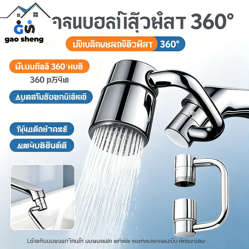 ตอง อะแดปเตอร์ก๊อกน้ํา อะแดปเตอร์ก๊อกน้ํา 1080 องศา หมุนได้ แขนกลไกหมุนได้ 360 องศา