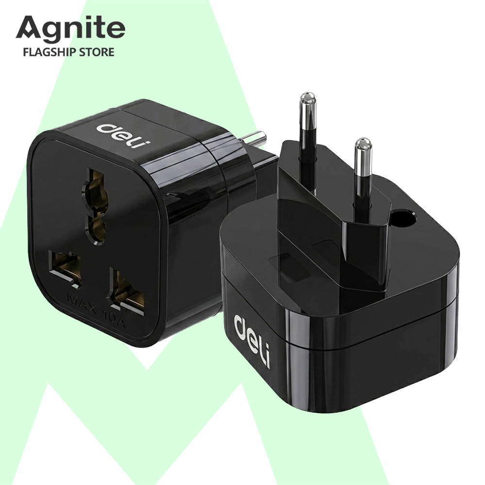 Agnite อแดปเตอร์ ปลั๊กแปลง หัวแปลงปลั๊กไฟ EU US มาตรฐานสากล ทนความร้อน แบบพกพา Travel Adapter