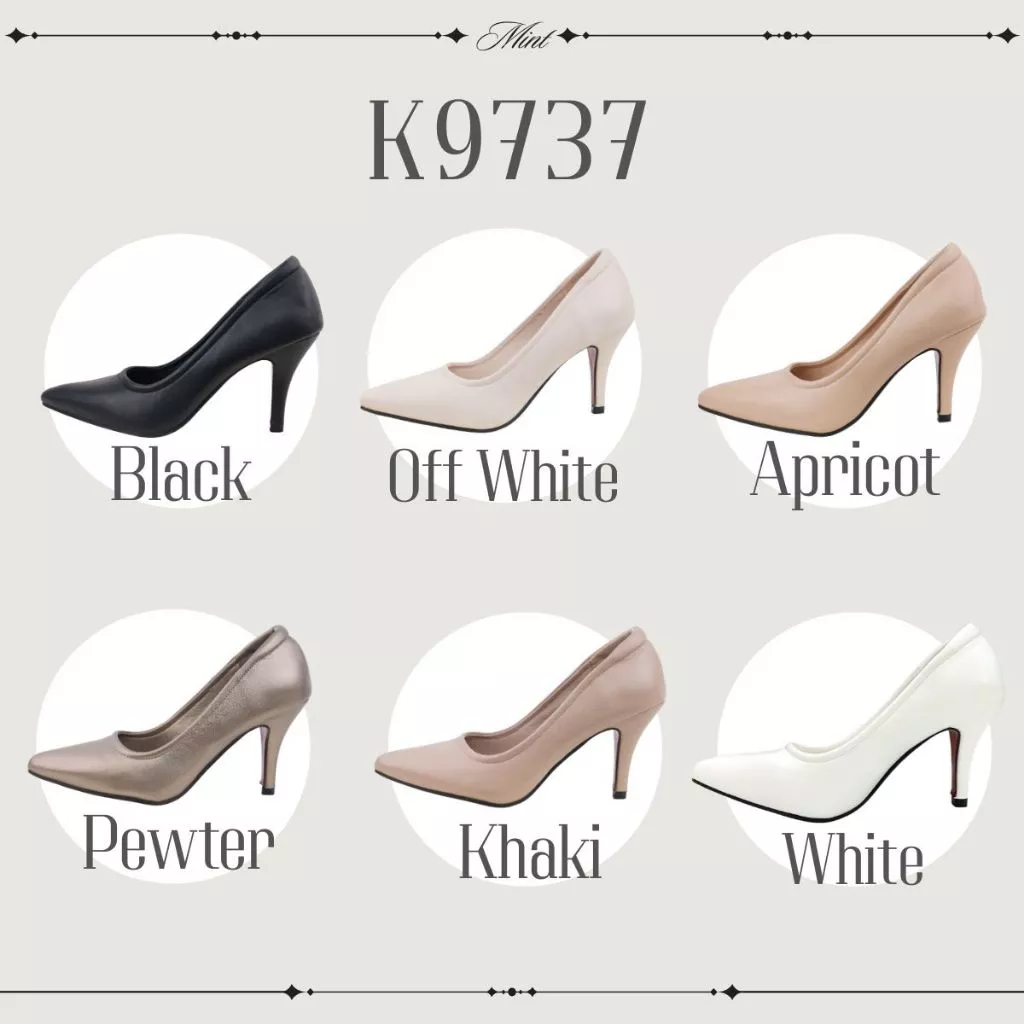 สินค้าพร้อมส่ง K9737 รองเท้าคัชชู หน้าเรียบหนังนุ่มสูง 3 นิ้ว เท้าอวบอูมใส่ได้สบาย
