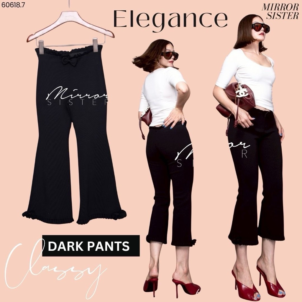 ••MiRROR SiSTER’s KiKi PRemium CAPRI-FLARED PANTs with Trio Bows••
