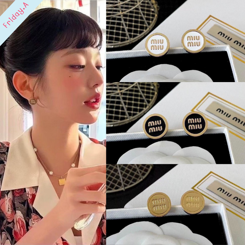 (M01) ต่างหู M Enameled  คอลขายดี งานสวย  [มาใหม่ชนช้อป!] ลัคชูสุดๆ มีปั๊มตัวแบรนด์ ♡