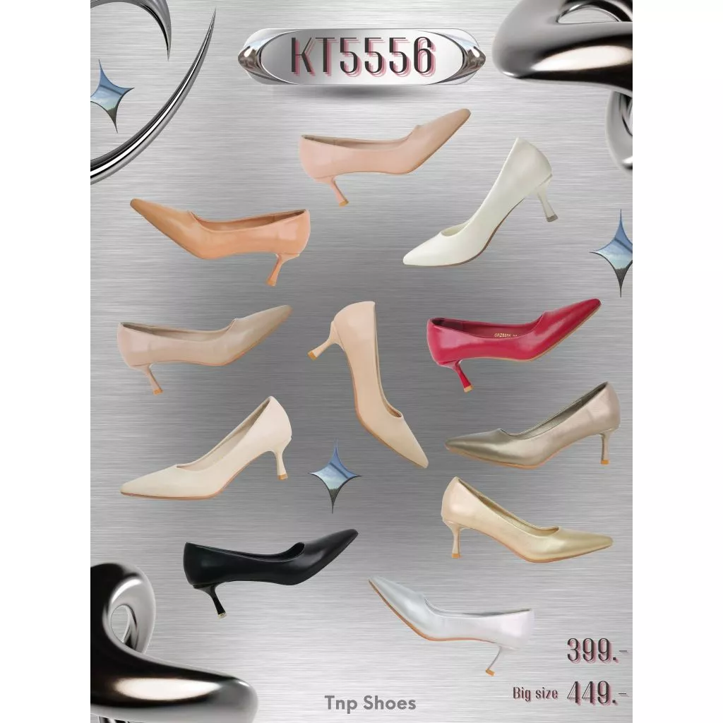 KT5556 รองเท้าคัทชู หนังนิ่ม ส้นแหลมสูง 2 นิ้ว 14 สี (1)
