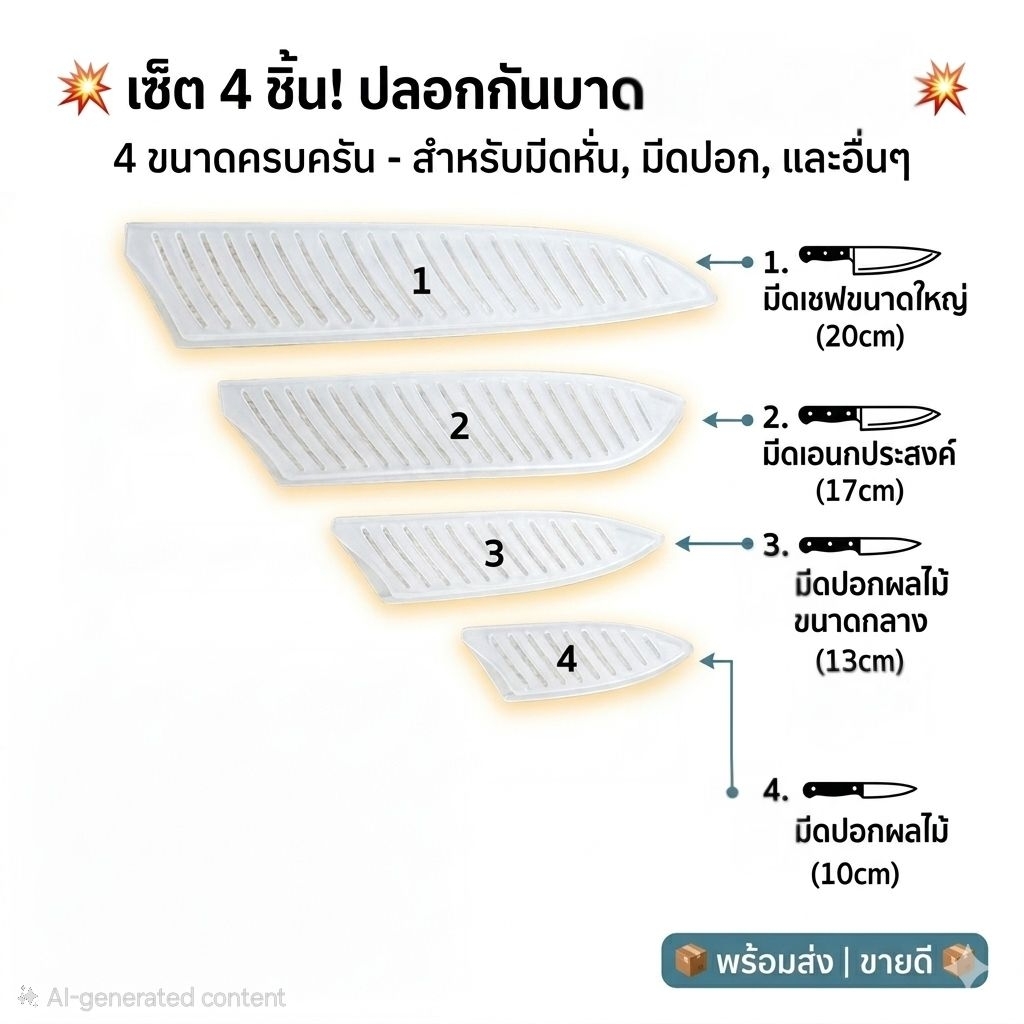 ปลอกมีดทำครัว พลาสติกสีขาว