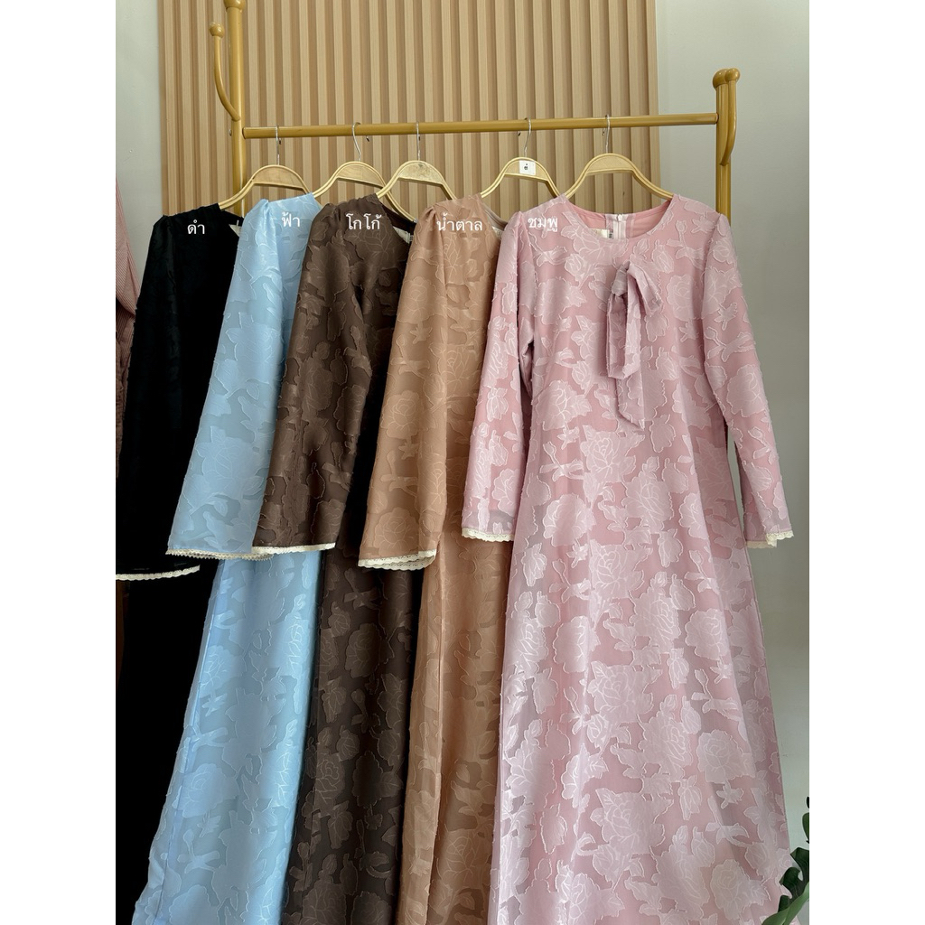 Eliana dress เดรสชีฟองลาย งานซับในทั้งชุด