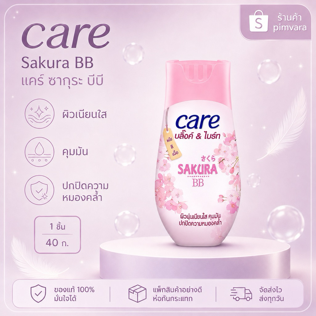 หมดอายุปี 28🌸Care แป้งบีบีบลิ๊งซ์แอนด์ไบร์ทซากุระ 40 กรัม