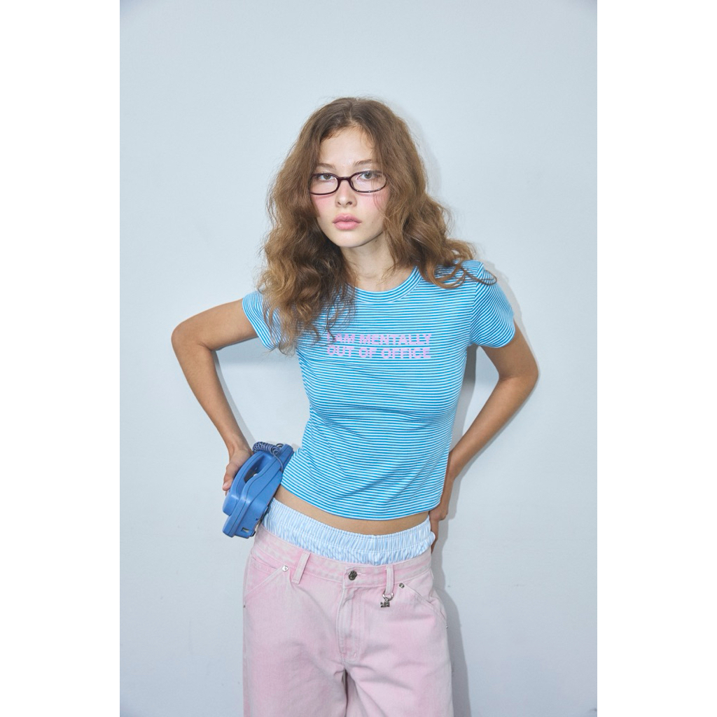 I AM AGNES Baby Tee Stripe