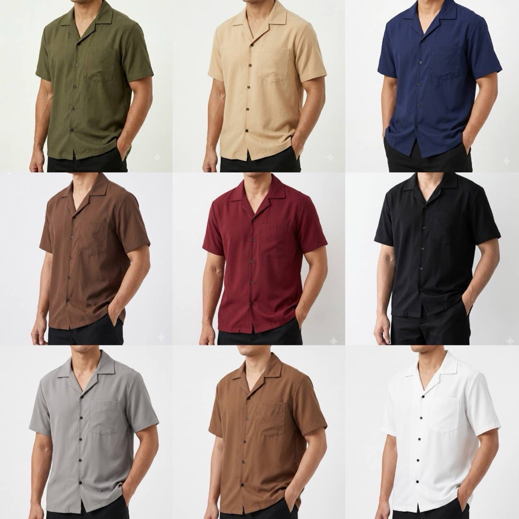 เสื้อเชิ้ตฮาวาย สีพื้น 9 สี อก 38-52 นิ้ว ไซส์ M-3XL ผ้าไหมอิตาลี