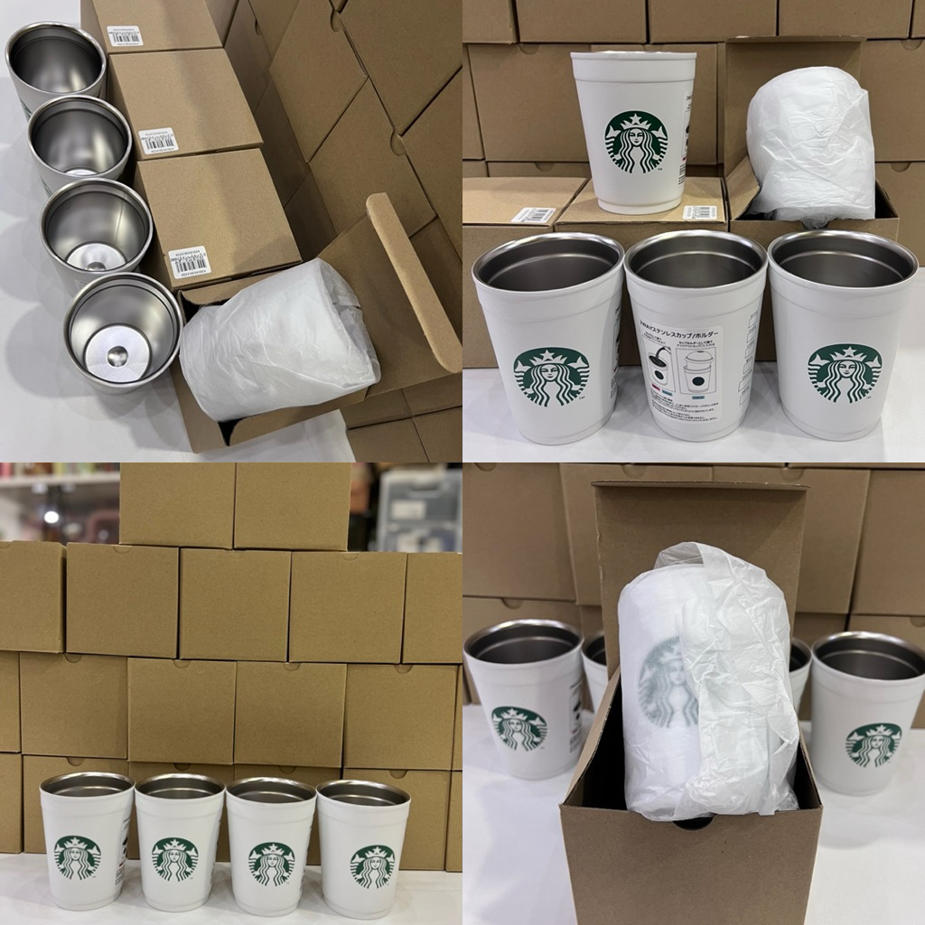 ด่วน พร้อมส่ง🥤🇯🇵ได้กล่องทางแบรนด์ไปด้วย ตามภาพคะ starbucks 2-Way Stainless Steel Cup Matte White (สีขาว) ขนาด 355ml🇯🇵