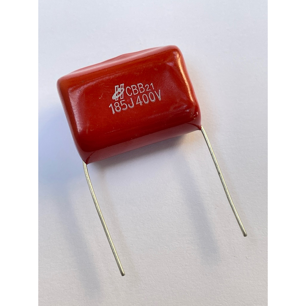 (1ตัว) 185J400V Cไมล่า 1.8UF 400V CBB21 ระยะขาห่าง 26มิล +-5% Cไมล่าญี่ปุ่น ไมล่า 1.8uf 400v 185/400