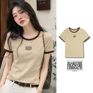 พร้อมส่ง / เสื้อยืด Marithe Francois Girbaud - Logo Ringer Tee [งานปัก] [สี Cream Beige] ส่งสินค้าทุกวัน 💯 ส่งเร็ว