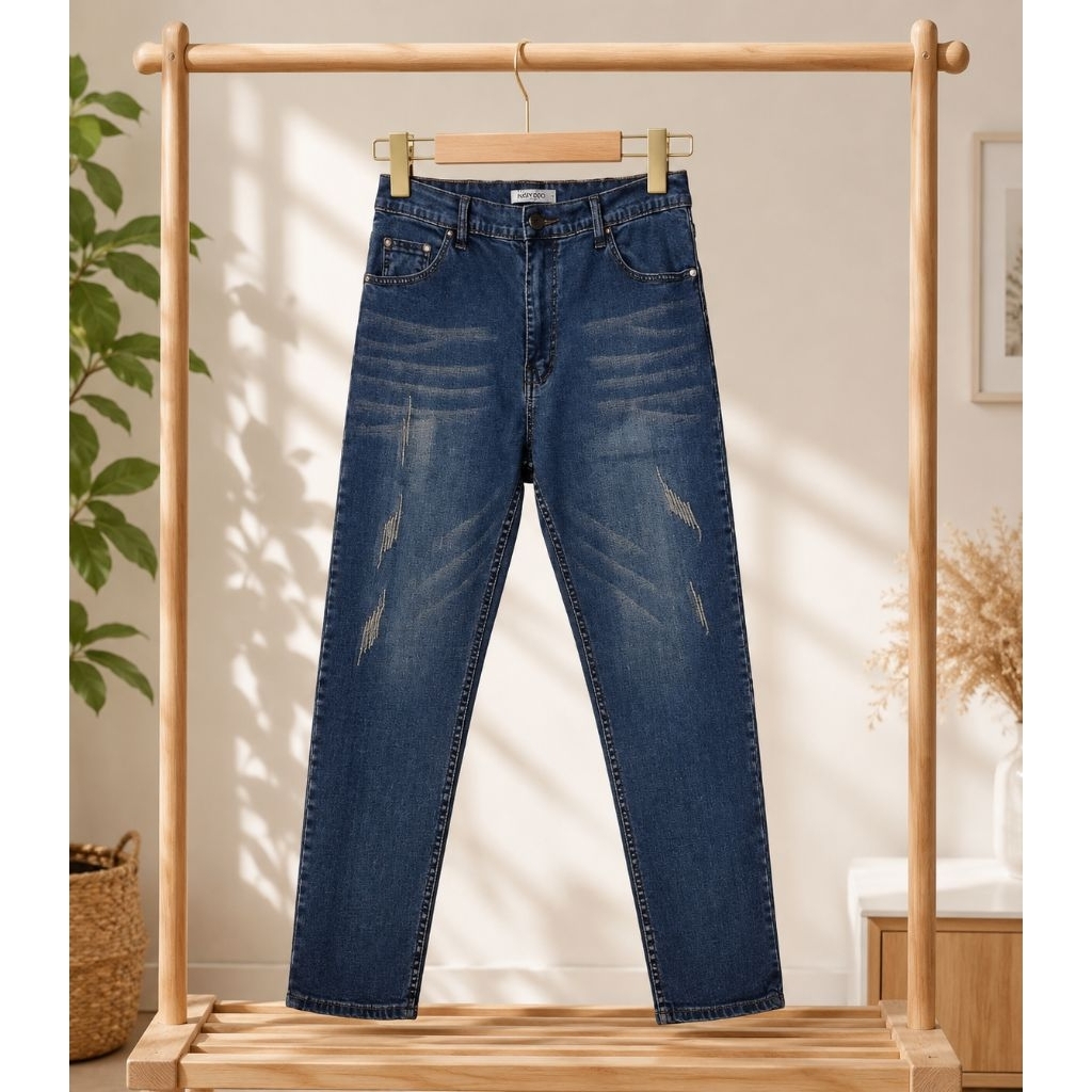 MD jeans 8ส่วน ยีนส์ยืด เอวสูง เนื้อผ้ายืดหยุ่นดี เอวสูง เก็บพุงสะโพกดีมาก