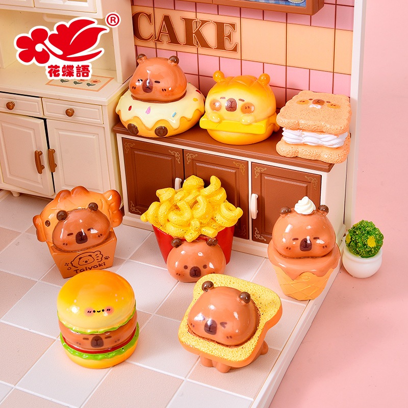 พร้อมส่ง ของตกแต่ง สะสม DIY คาปิบารา อาหารและขนม (1 SET 8 ตัว)