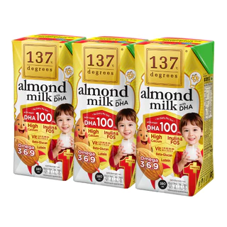 (แพ็คคู่) 137 ดีกรี นมอัลมอนด์สูตรดีเอชเอ ขนาด 180 ml x 6 กล่อง (Almond Milk with DHA 137 Degrees Brand)