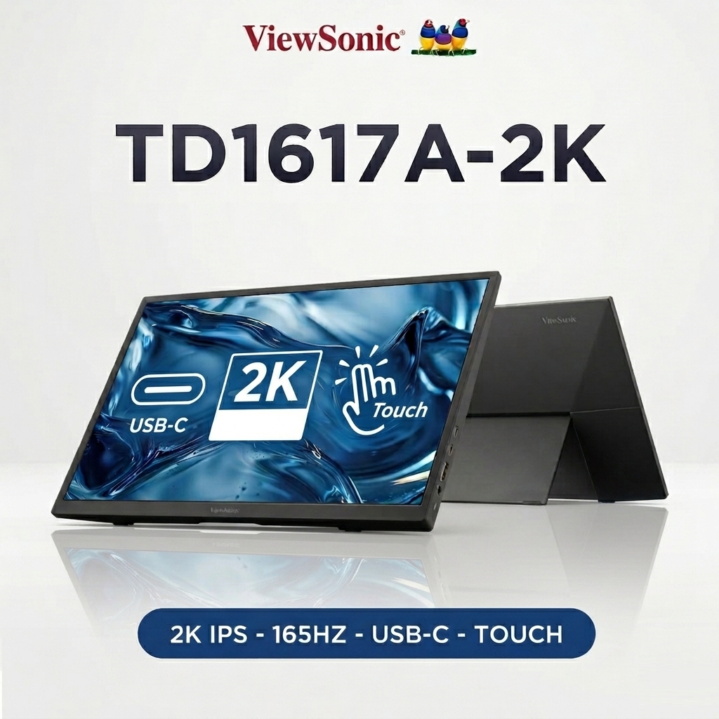 Viewsonic TD1617A-2K 16” WQXGA 165Hz Multi-Touch Portable Monitor with USB-C​, 100% sRGB - 3 Years Warranty