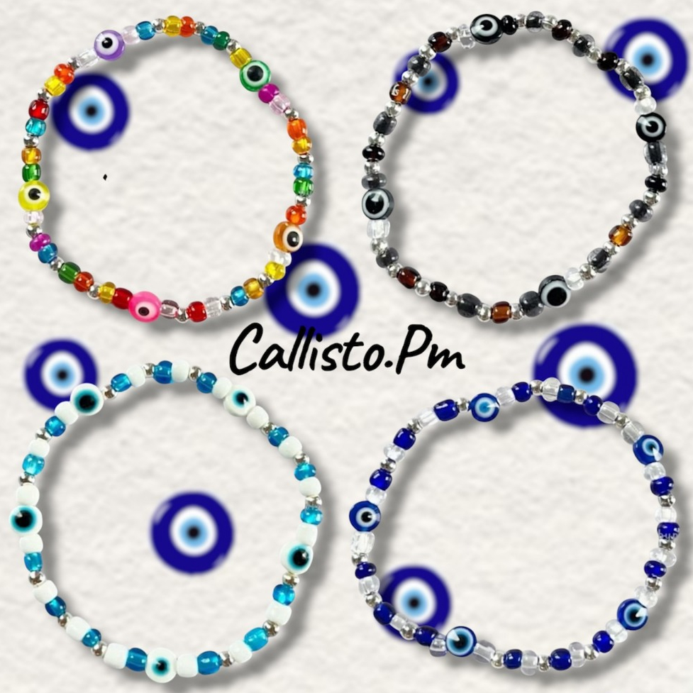 กำไลข้อมือ กำไลลูกปัดไอเท็มตาปีศาจ (Evil Eye) โทนหลากสี สายวินเทจ 🧿🌌🌈