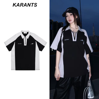 Karants Polo Oversize เสื้อแจ็คเก็ตผ้าฝ้ายปิเก้เรียบ มีซิป สำหรับผู้ชายและผู้หญิง Unisex - KR52