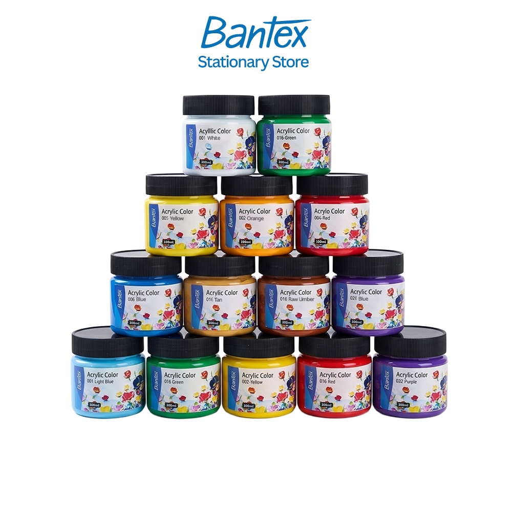 Bantex สีอะคริลิค สีน้ำวาดภาพ สีเพ้นท์ เม็ดสีแน่น แห้งเร็ว ใช้งานได้หลายพื้นผิว 100ml Acrylic Color