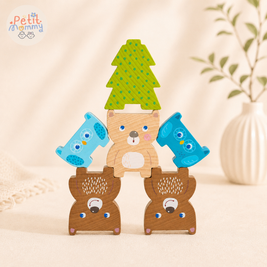 HABA - Forest Friends เกมสัตว์ต่อซ้อนในป่าใหญ่ บล็อกไม้ฝึกสมาธิ การทรงตัว และกล้ามเนื้อมือ สำหรับเด็ก 2+