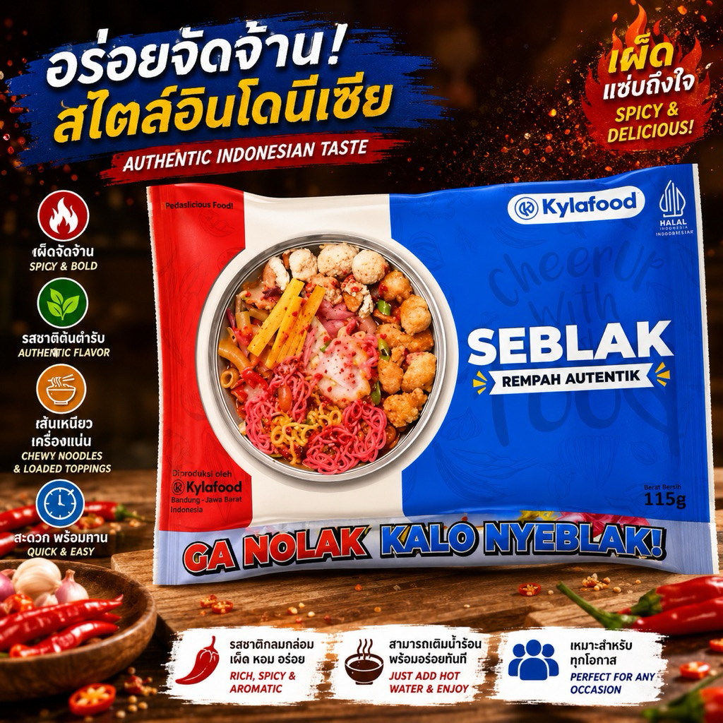 Kylafood Seblak 1 ห่อ เซบลักกึ่งสำเร็จรูป อร่อย นำเข้าจากอินโดนีเซีย ขายดี