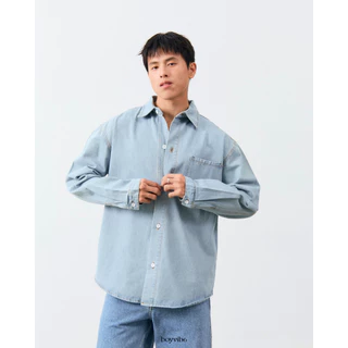 BOYVIBE เสื้อเชิ้ตยีนส์แขนยาว (มี2สี ยีนส์/ดำ) ผ้ายีนส์คุณภาพอย่างดี ผ้านิ่ม ใส่สบาย อยู่ทรง