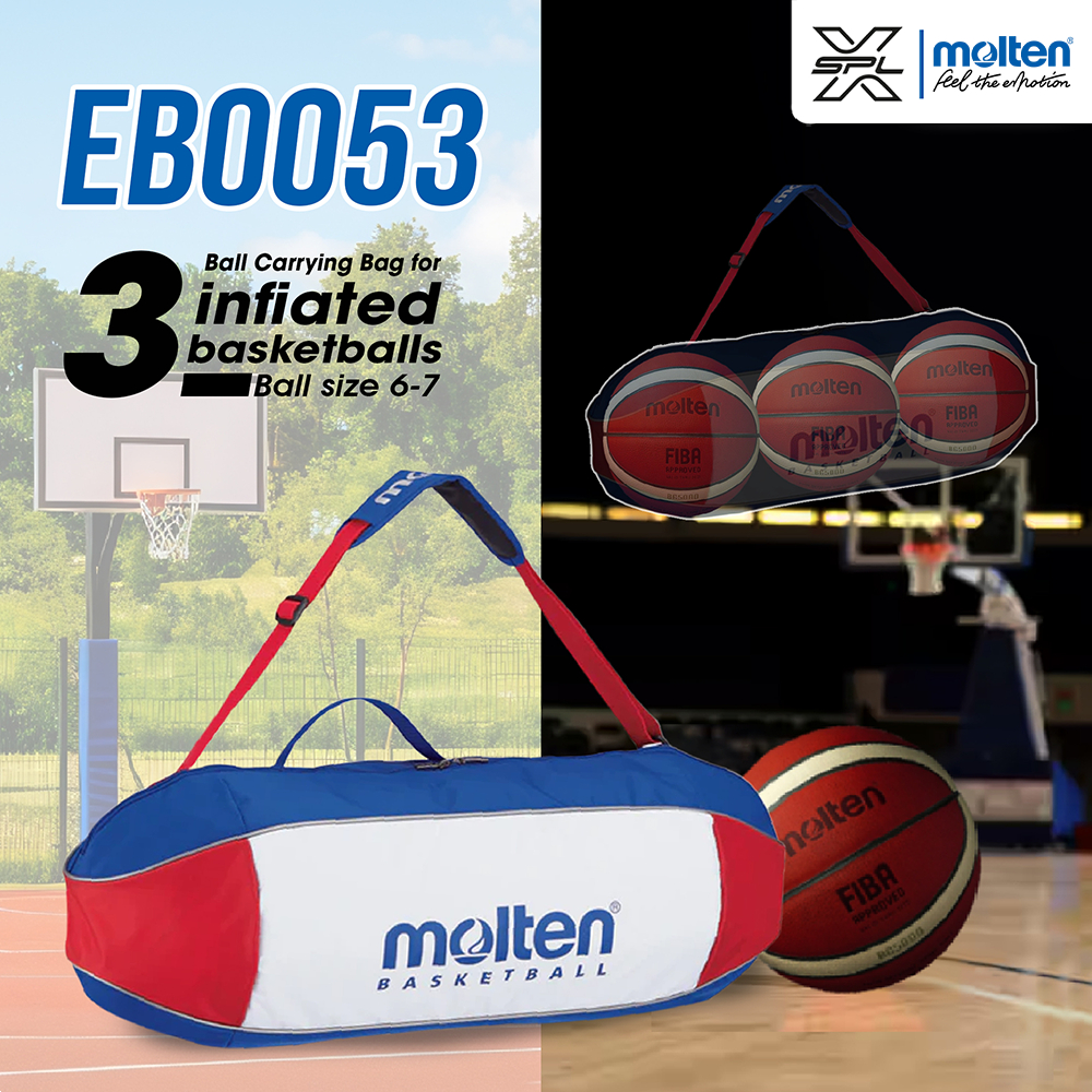 [ลิขสิทธิ์แท้] MOLTEN กระเป๋า กระเป๋าใส่ลูกบาส แบบเติมลมได้ 3 ลูก 78x51x27cm Bag Basket Carrying 3P 